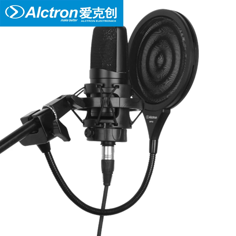 알크트론 MPF02 듀얼 웨이브 메탈 팝 필터, 스프레이 방지 및 소음 방지, 견고하고 안정적인 30mm 스틸 구즈넥