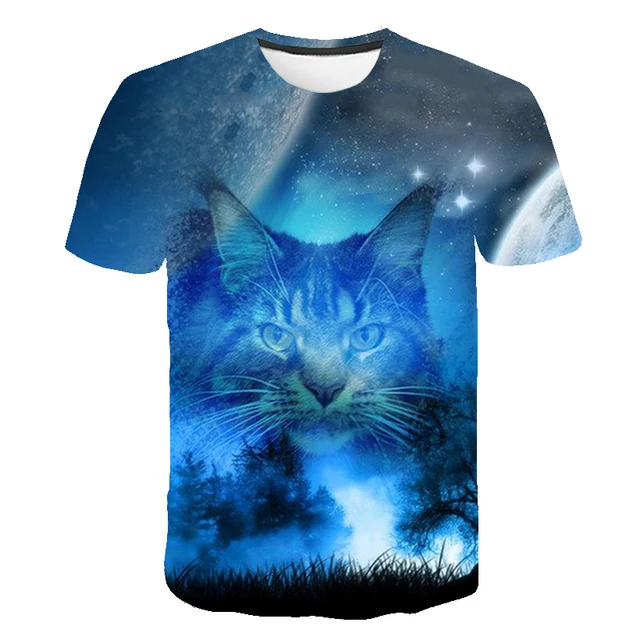 Fashion 2020 New Cool cat T-shirt Men/Women 3d Tshirt Print two cat Short Sleeve Summer Tops Tees T shirt Male costume summer