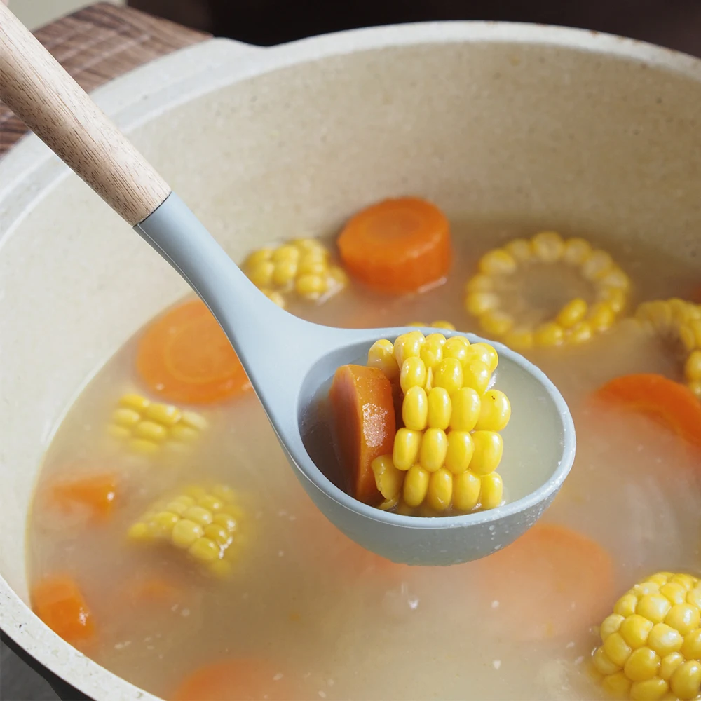 Leeseph силиконовая кухонная утварь набор кухонной утвари натуральные деревянные