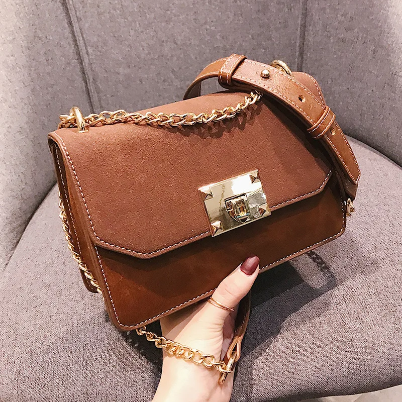 

Hong Kong Style Bag Women's 2018 Autumn New Style Handbag Retro Dull Polish Square Sling Bag Chain Versatile Crossbody Bag