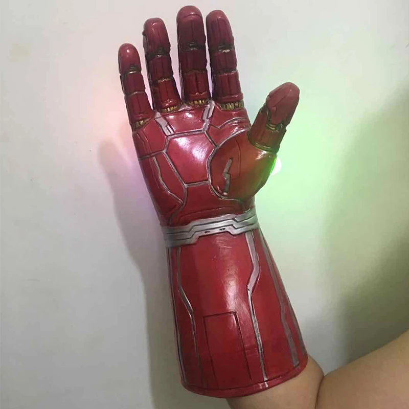 Мстители Endgame Железный человек Бесконечность рукавица Косплей рука Тони Старк светодиодный латексные перчатки реквизит Хэллоуин