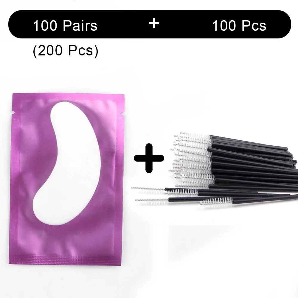 Purple Pad White Bru 100 накладные ресницы для наращивания патчи и 100 шт ресницы щеточки Одноразовые индивидуальные под накладки для ресниц Красота Макияж - Цвет: Purple Pad White Bru
