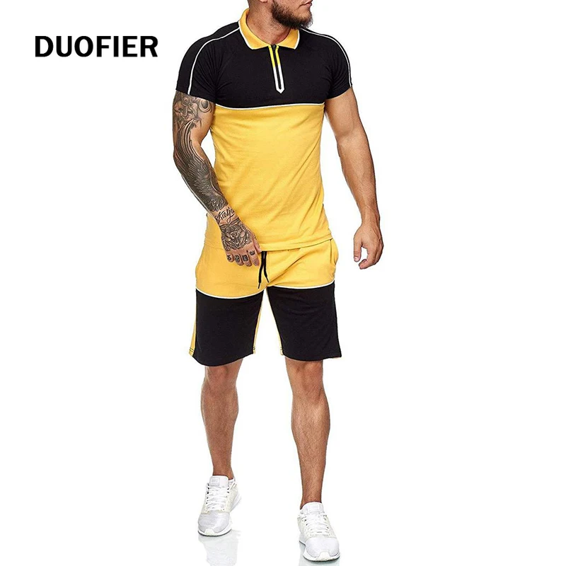 Gym Tracksuit Shirt Shorts Sweat-Suit-Set Male-Sets Men And