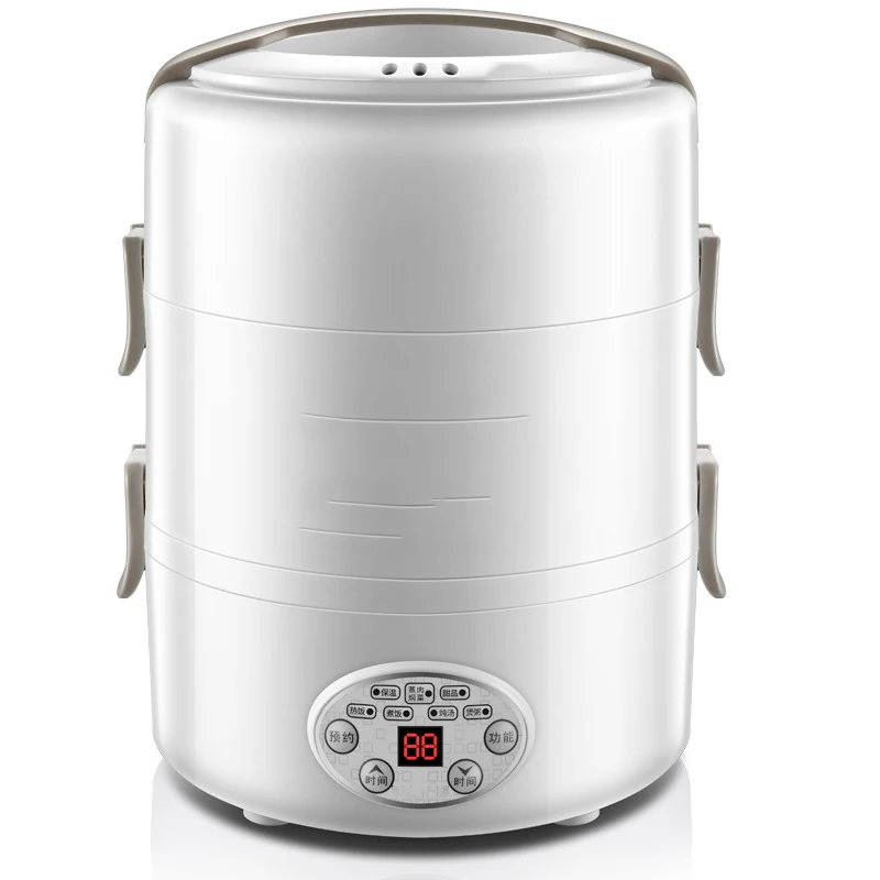 

220V Multifunction Electric Lunch Box 3 Layer Stainless Steel Liner Rice Cooker 2L Food Containers Insulation Heating Food