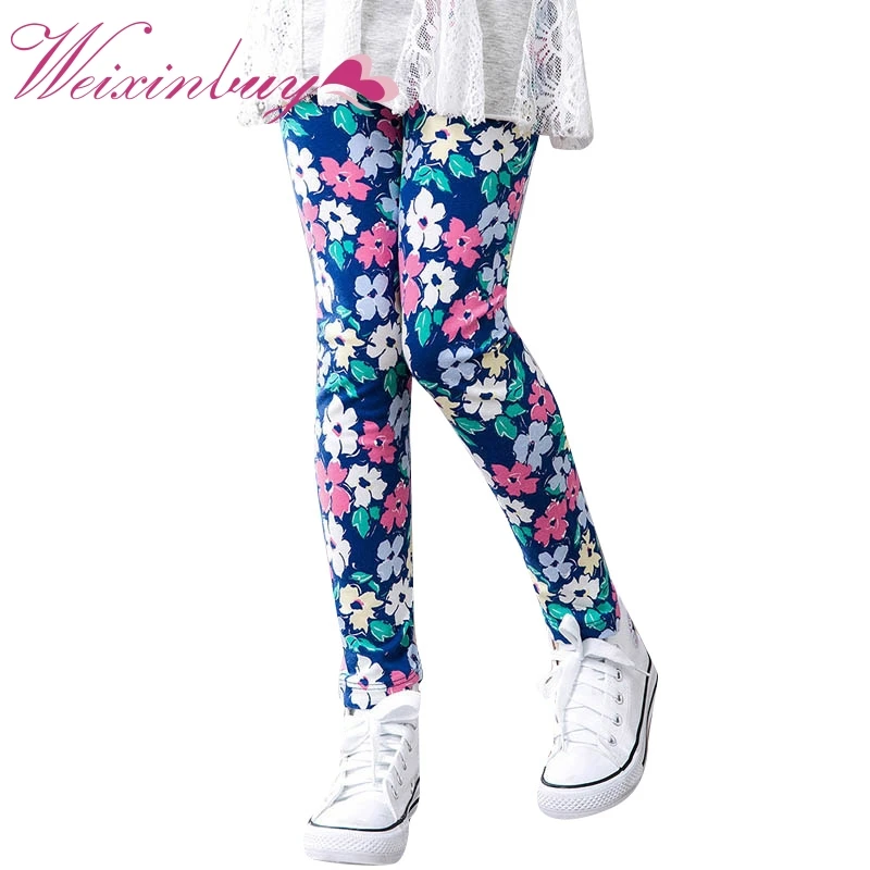 Children Kids Girls Leggings Pants Flower Floral Printed Elastic Long Trousers 2-14Years Old Kids Girl Leggings