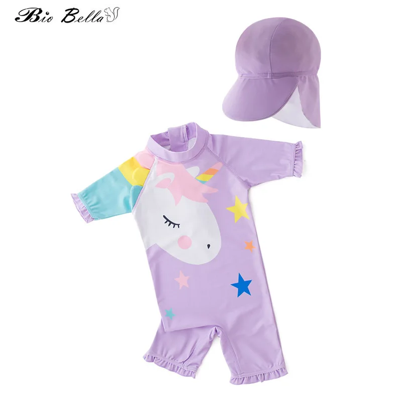 Violet Одежда для купания для маленьких мальчиков и девочек; Модный купальный костюм; детский солнцезащитный закрытый купальник для серфинга; От 2 до 7 лет одежда для купания для девочек - Цвет: Violet