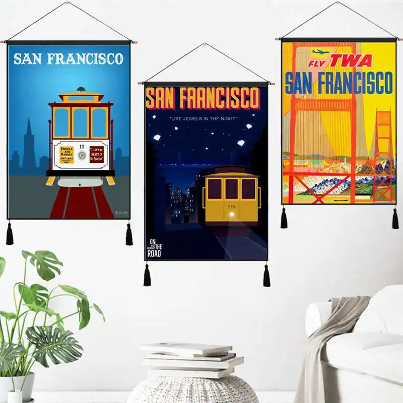 Постеры из хлопчатобумажной ткани настенный Декор для дома путешествия в