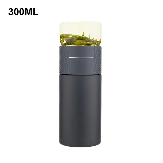 Insulated Cup with Filter 316 Stainless Steel Tea Bottle Tea Infuser Vacuum Cup with Glass Infuser Separates Tea and Water 500ML grey 300ml