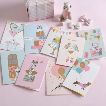 

Creative holiday MiNi greeting CARDS 95x140mm Birthday invitation card Exquisite color printing bronzing process message card