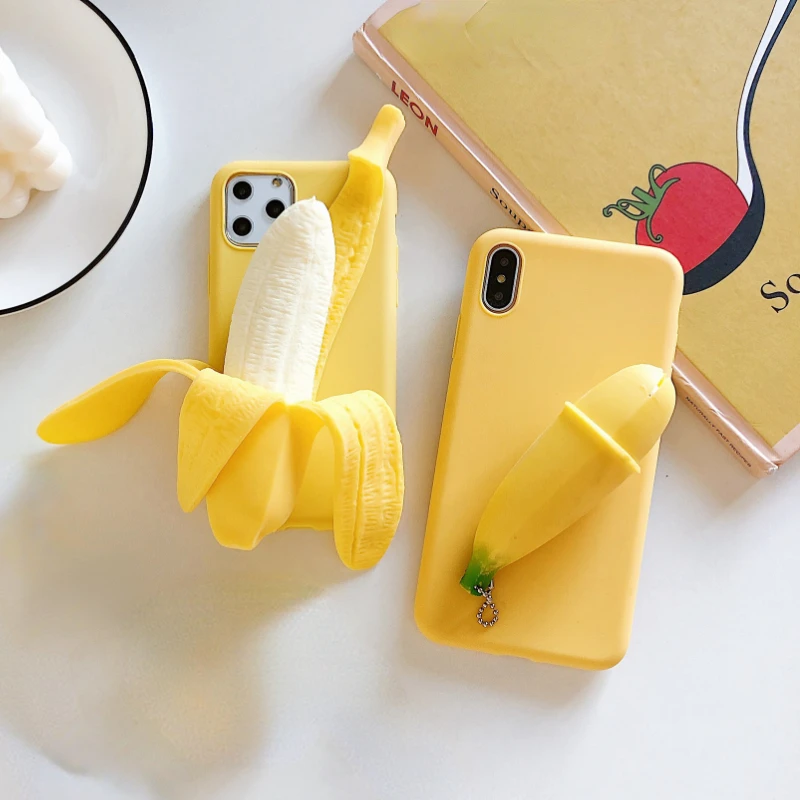 Милый 3D чехол для телефона с изображением банана iPhone 12 Pro Max 11 X XS MAX XR 7 8 Plus Забавный