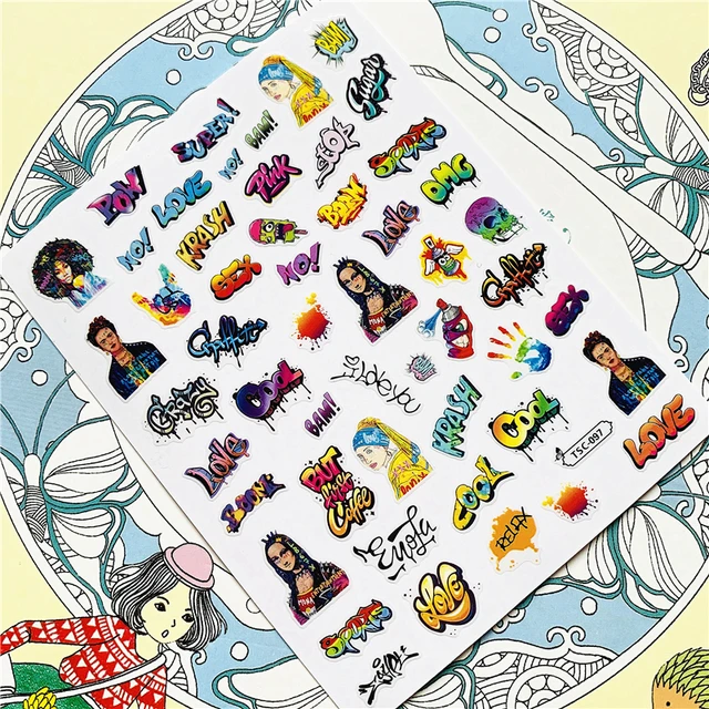 TSC-293 TSC-287 Japanese cartoon anime clown character 3D Back glue Nail Art Stickers Decals Sliders Nail ornament decoration TSC-097 N