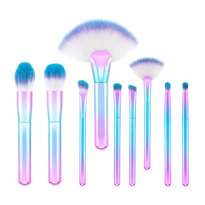 

Makeup Brushes Set 9pcs Gradient Color Professional Brushes Set Cosmetic Foundation Powder Eyeshadow Eyebrow Lip Brush Kit Brush