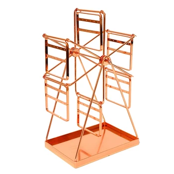 

Ferris Wheel Shaped Earring Organizer Metal Earring Holder Rose Gold Jewelry Display Stand Decorative Storage Rack for Earring