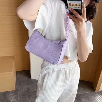

2020 spring and summer new personality handbag retro thick chain crocodile pattern ins bag underarm shoulder bag female