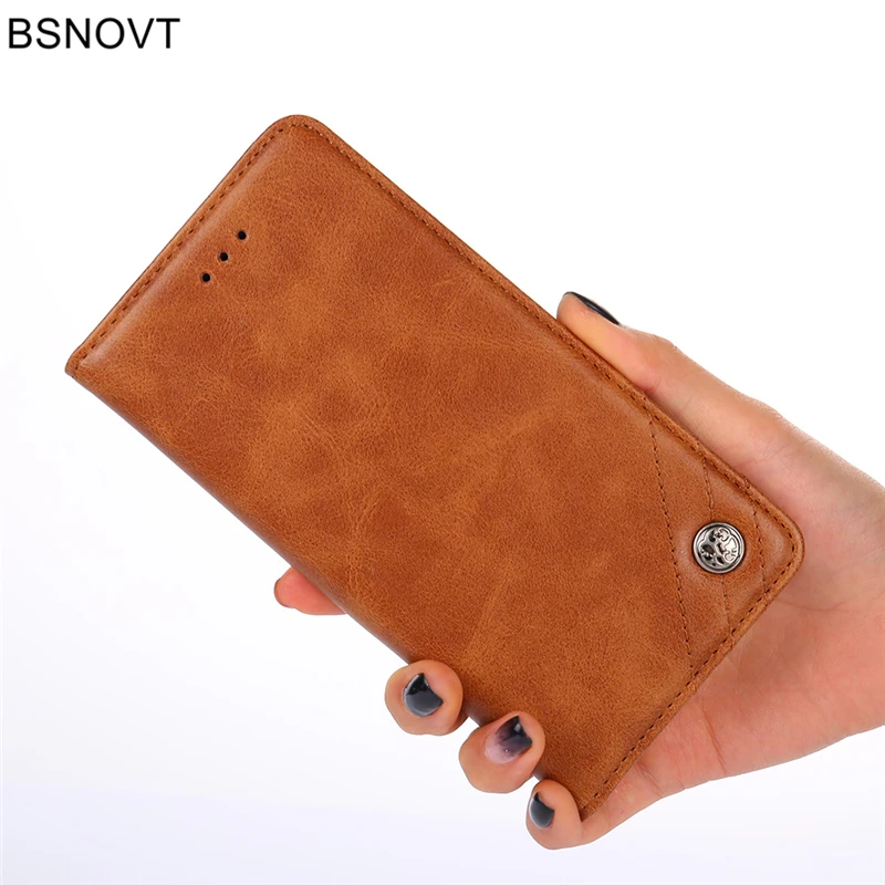 Brown Для Xiaomi Redmi 7A чехол Роскошный из искусственной кожи держатель для карт телефон сумка чехол для Xiaomi Redmi 7A чехол для Redmi 7A Funda 5,4" BSNOVT - Цвет: Brown