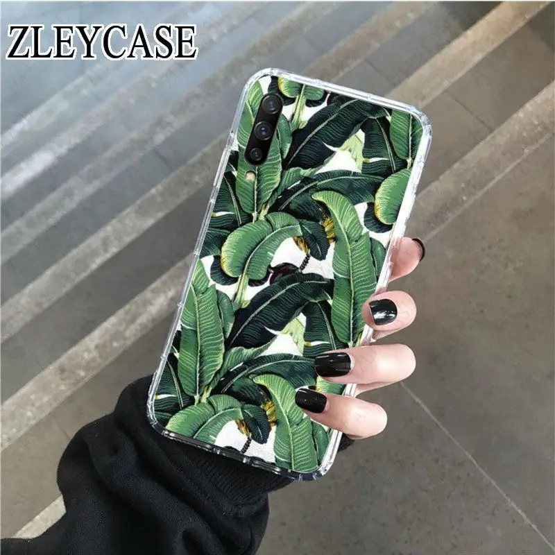 Summer tropical  Palm Leaf Banana Leaf Flowers