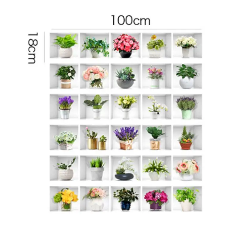 

6pcs/set 3D Potted Plant Staircase Stair Riser Floor Sticker Self Adhesive DIY Stairway Waterproof PVC Wall Decal