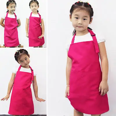 Limit 500 New Kids Apron Child Painting Cooking Baby Pinafore Solid Color Kitchen Hot Sale Toddler Clean Aprons