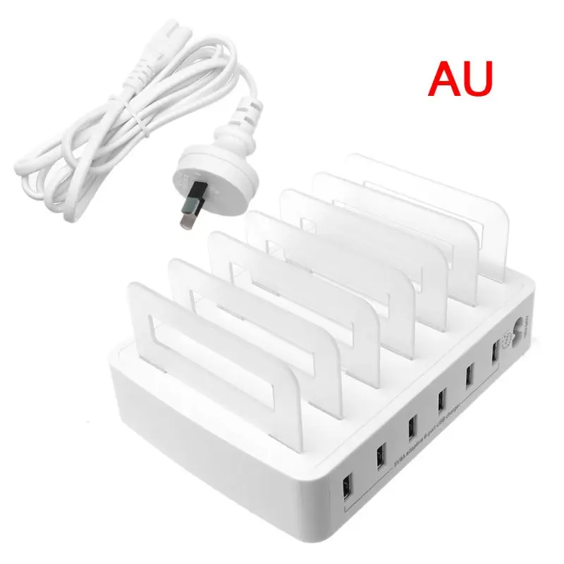 Смарт USB зарядное устройство для быстрой зарядки док-станция 6 портов 2.4A мобильных телефонов, планшетов несколько Организатор устройств настольная подставка питания Ad