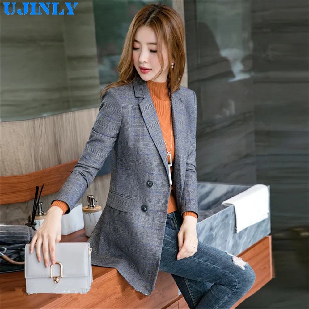 

2018 Korean-style Slim Fit Plaid Trench Coat Women's Mid-length Autumn And Winter Coat British Style Slimming Versatile WOMEN'S