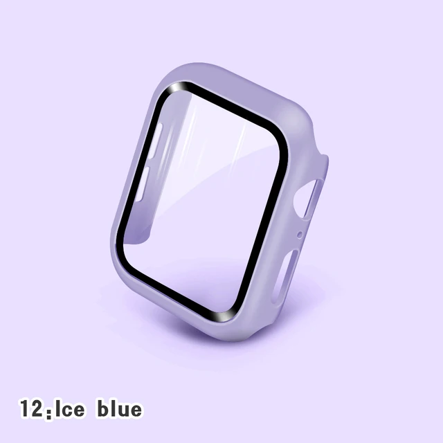 Glass+Cases For Apple Watch Series SE 654321 44mm 40mm Smart iWatch 42mm 38mm 360 Full Bumper Screen Protector+Cover Accessories Ice Cyan