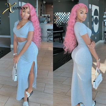

XUMOO Cheap Long Synthetic Lace Front Wig Heat Resistant Body Wave Synthetic Pink Wig With Baby Hair Wigs For Black Women