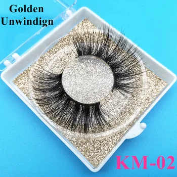 

Golden Unwinding KM-02 Wholesale 3d mink lashes 25mm fluffy lash bulk Long-Thick real mink fur eyelashes boxes vendor