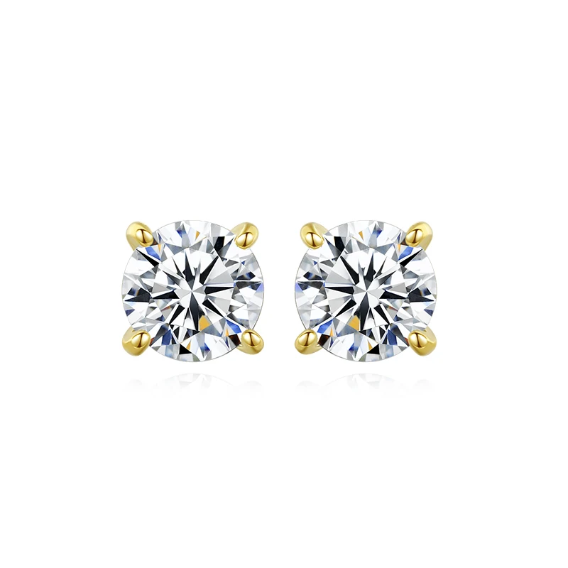 

SANYU 4mm Genuine 14K Gold Zircon Round Stud Earring For Women Advanced AAA CZ Yellow Gold Ear Fine Jewelry E14157 Bijoux Femme