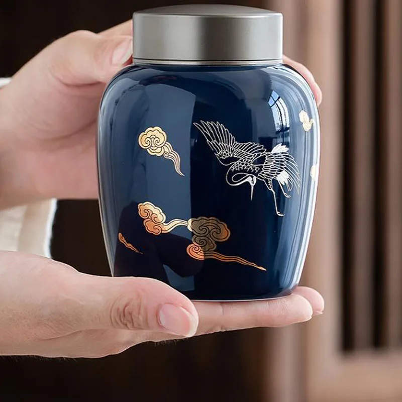 Funeral Cremation Urns for A Small of Pet Ashes and Memorial Hand-Painted Ceramics Sealed jar Burial Urns at Home cremation urn