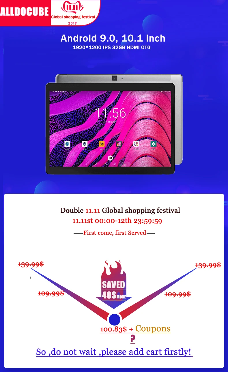 Alldocube iPlay10 Pro 10,1 дюймов Wifi планшет Android 9,0 MT8163 четырехъядерный 1200*1920 ips планшеты ПК ram 3 ГБ rom 32 Гб HDMI OTG