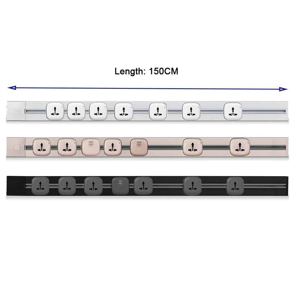 

JOHO Factory 150CM Free Combination Universal Socket Track Wall Socket 3 Color Wall Plug Smart Home Accessory For Living Room
