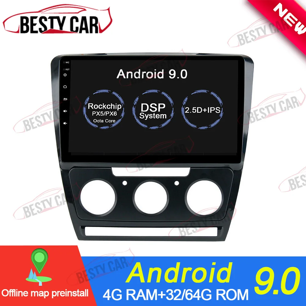 10.1&quotAndroid 9.0 Car Multimedia Player Radio Stereo for SKODA Octavia 2007-2014 GPS Navigation Head Unit Video 2.5D IPS DSP SWC |