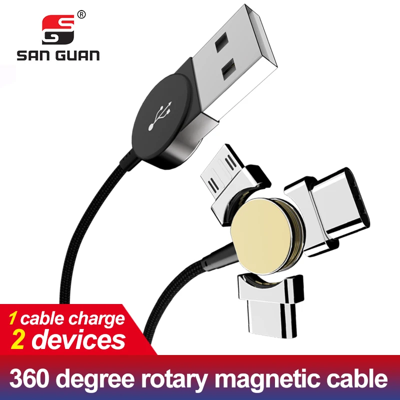 

Hot Premium 180 degree Magnetic USB Cable Fast Charging USB C Charger Micro USB Type c Cable For phone cable xiaomi note7 huawei