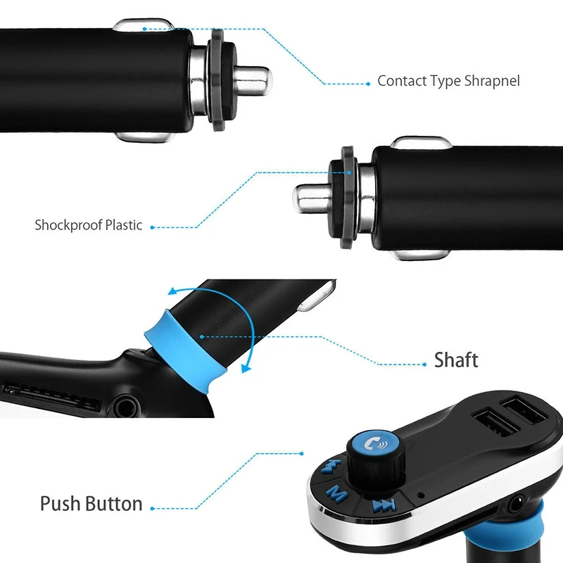 Bluetooth автомобильный fm-передатчик беспроводной MP3-плеер Радио адаптер 2-USB зарядное устройство