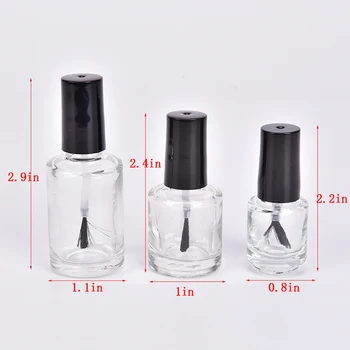 

1pc Transparent Glass Nail Polish Bottle Empty Cosmetic Containers Nail Glass Bottles With Brush 5ml/10ml/15ml