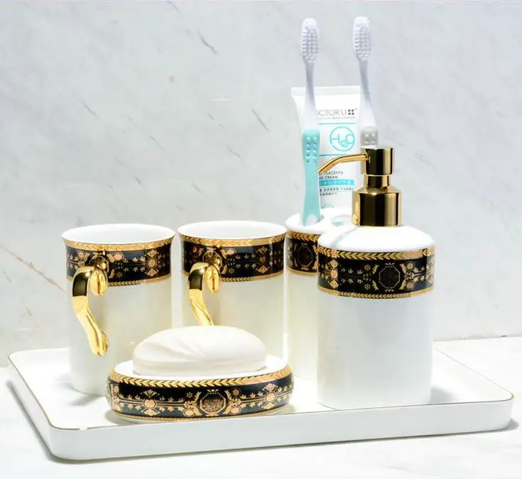 Легкий роскошный аксессуары для ванной комнаты свадебный подарок украшение дома высокого качества Bone Chine набор для ванной комнаты - Цвет: 6 pieces