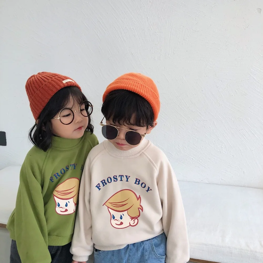 Korean style girls boys t-shirt thicken winter cotton fashion kids girls sweatshirt 1-6t