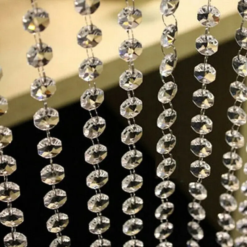 10M Beads Curtains Acrylic Crystal Curtain Octagonal Bead Curtains on the Door Festive Party Home Wedding Decoration
