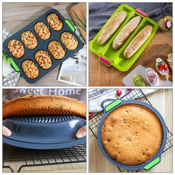 

Kitchen Silicone Mold Muffin Round Caketools Baguette Non-stick Mold Reusable Temperature Resistant Bakeware Tray Baking Tools