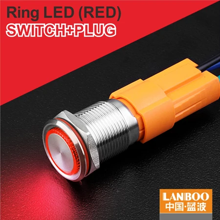 R Ring Button Plug LANBOO Factory 16 мм высокий ток 10 А Высокая мощность 12 в 110 В 24 В 220 В светодиодный светильник с фиксацией мгновенный самоблокирующийся кнопочный переключатель - Цвет: R Ring Button Plug