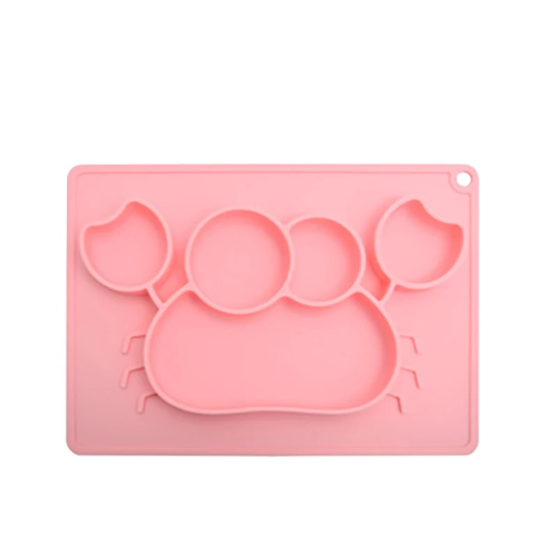 Силиконовая обеденная тарелка, Детская мультяшная посуда, Детская обеденная тарелка, тренировочная миска для детей, детская присоска для кормления, Dishe - Цвет: pink