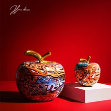 Nordic Graffiti Painted Colored Resin Apple Figurine Apple Fruit Living Room Statue Home Decoration Sketch Props Ornaments Gift