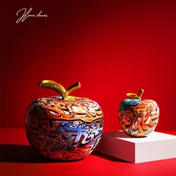 Nordic Graffiti Painted Colored Resin Apple Figurine Apple Fruit Living Room Statue Home Decoration Sketch Props Ornaments Gift