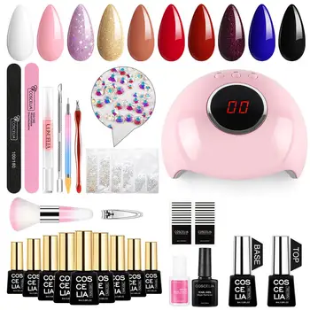 

COSCELIA Manicure Nail Set UV LED Lamp For Manicure Nail Gel Polish Kit Soak Off Nail Art Tools Set Semi Permanent Nail Gel Kit