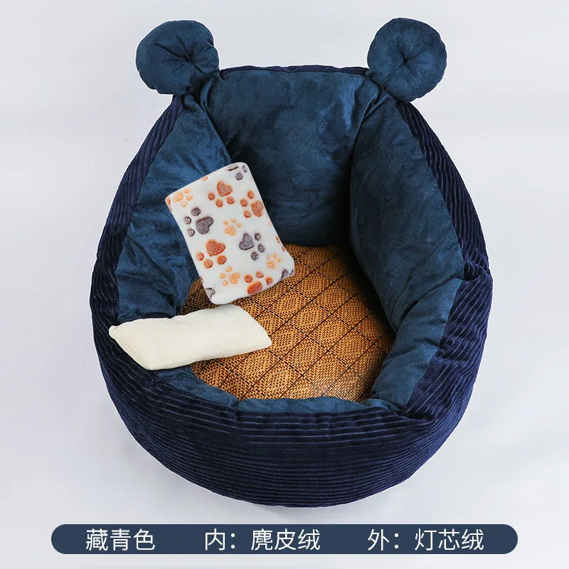 The New Deep Soft Sleeping Plush Bed Cat-dog Utility Cat Circular Sleeping Place Poodle/Bichon/Pomeranger/Chihuahua Is Available - Цвет: navy 4 pieces