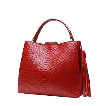 

SAMMONS Women Shoulder Bag Tote Handbag Genuine Leather Crocodile Pattern Crossbody Messenger bags for women 2018 sac a main