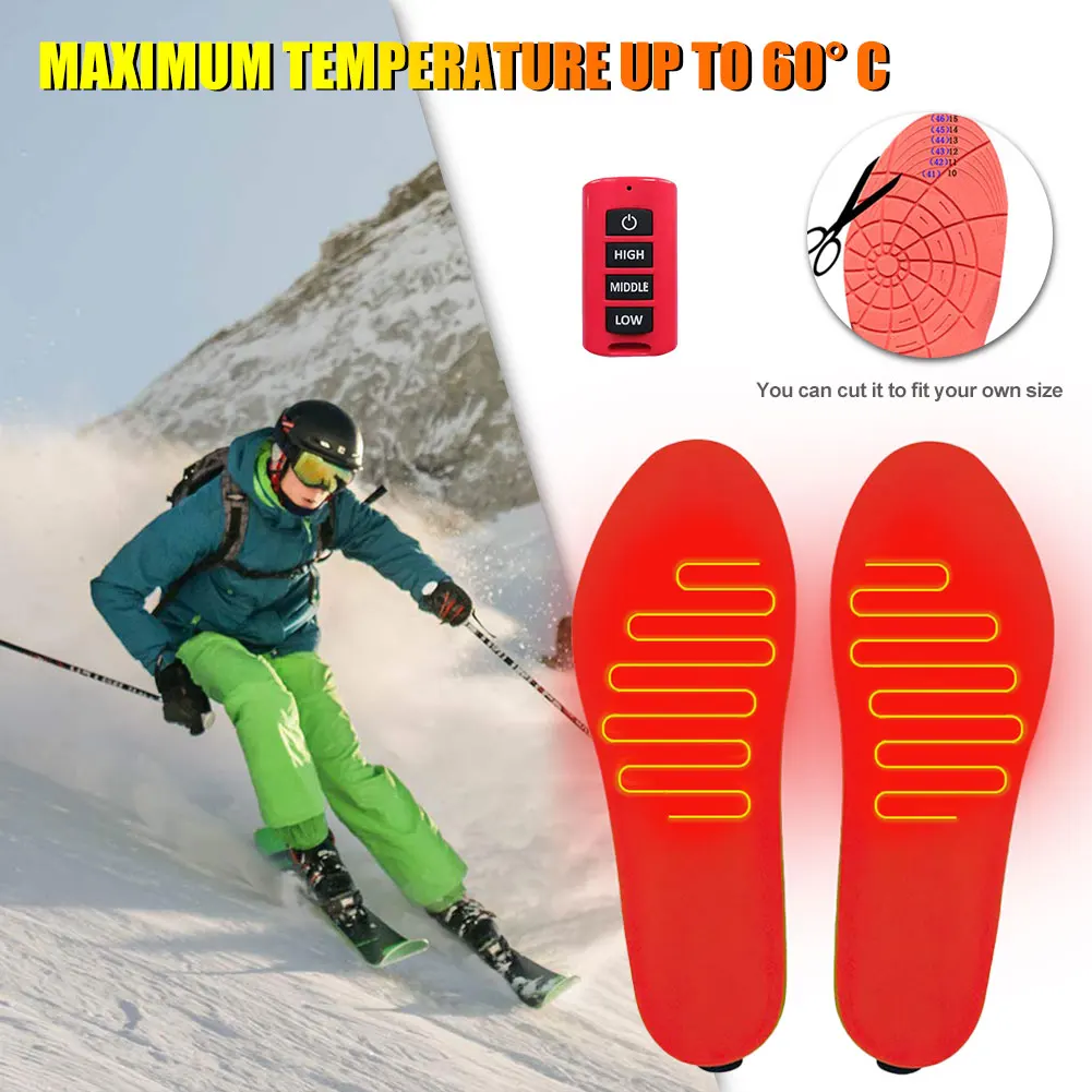 

Heating Insoles With Wireless Remote Winter Plush Women Men Remote Control Foot Warm Electric Insoles EUR Size 35-46 Cut To Fit