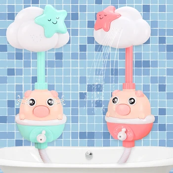 

Baby Shower Bath Toys 39x23cm Electric Cartoon Pig Sucker Faucet Spray Sprinkler kids Clouds Pig shape Summer bath Spray Toy