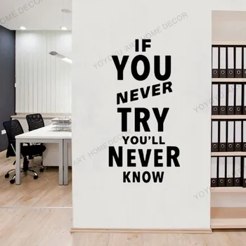 

If You Nerver Tay..Inspirational Office Quotes Phrase Vinyl Wall Sticker Decals For Living Room Classroom Office Wallpaper rb700