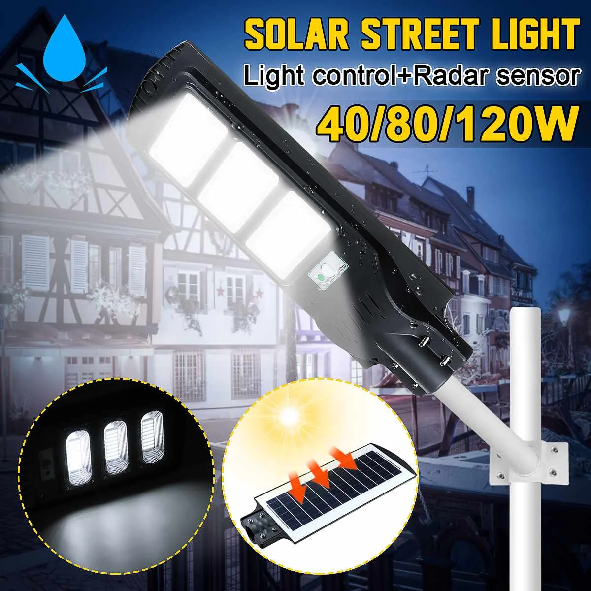 

40W 80W 120W LED Solar Street Lights Outdoor Dusk to Dawn Sensor without Pole Solar Powered Street Light Commercial IP65